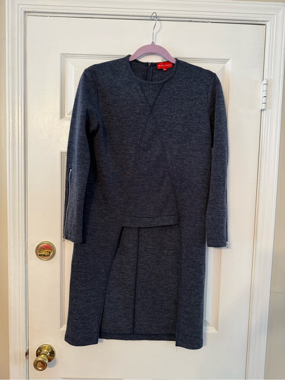 The Lines In Between Women’s Blue Gray Tunic Dress with Zip-Sleeve Detail